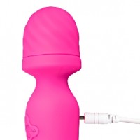 Wand Massager with Heating Function, 7 Functions EACH END, Silicone, Rechargeable, PINK